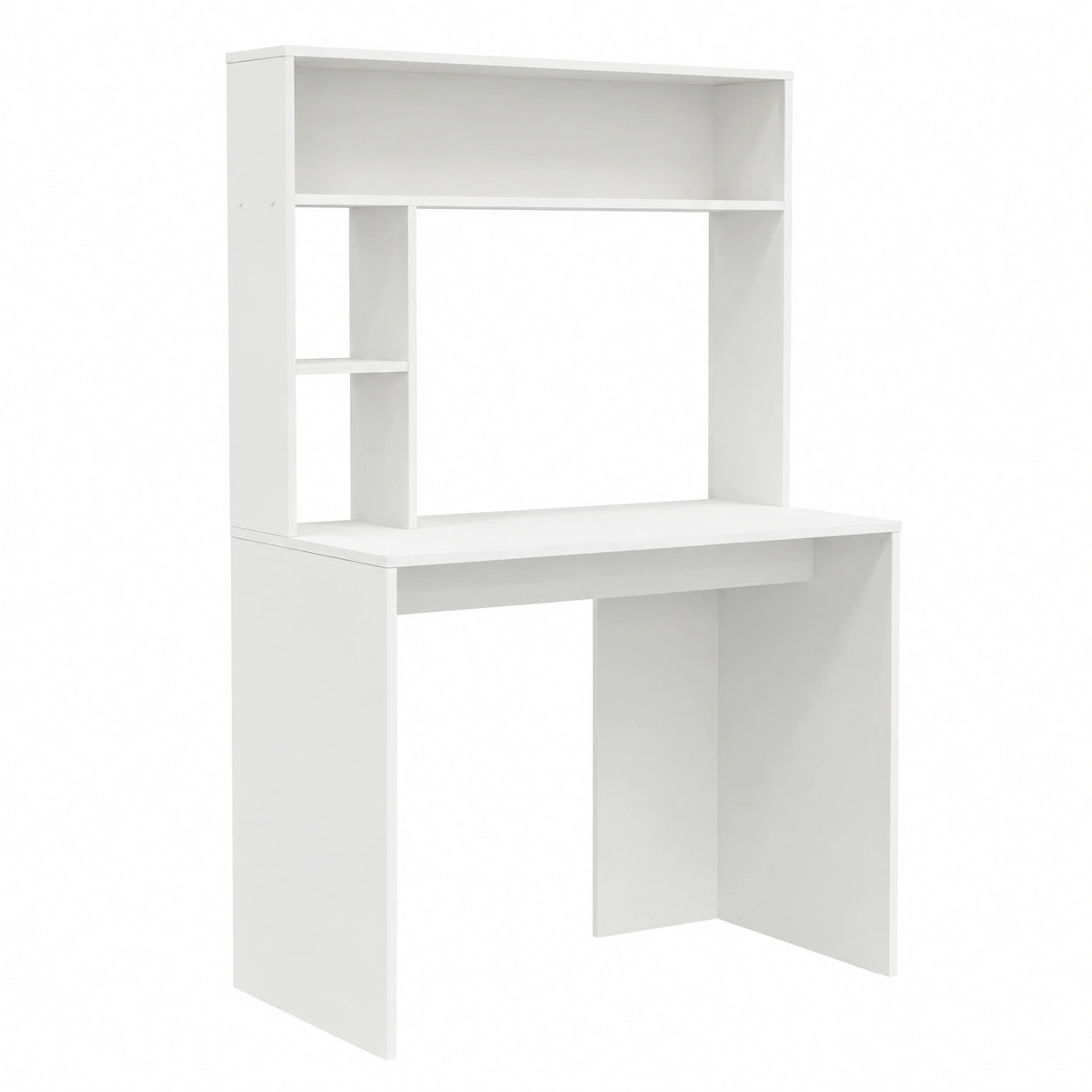 Scrivania con mensola bianca in legno 91 ¡Á 50 ¡Á 149 cm, compatta scrivania per computer con spazio per ufficio e casa ufficio, moderna scrivania