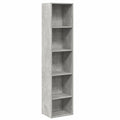 Libreria Grigio Cemento 40 ¡Á 30 ¡Á 189 cm in Legno Multistrato, scaffale per Libri, scaffale, scaffale Contenitore, armadietto portaoggetti