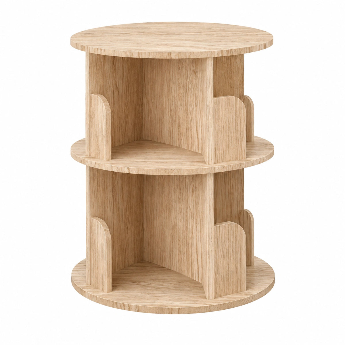 Libreria girevole in legno massello a 360 gradi, scaffale da pavimento, per bambini e adulti, organizzatore multifunzionale per libreria (2 ripiani)