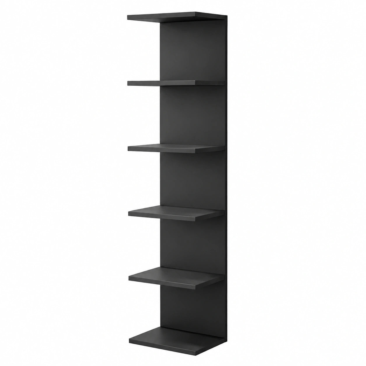 Libreria a Muro, 7 Ripiani, Nero, Scaffale a Parete, Libreria a Parete