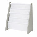 Libreria Bambini Moderna: Scaffale 4 Ripiani per Libri, Grigio, Bianco Elegante, Ideale per Camerette Stile e Letture Creative