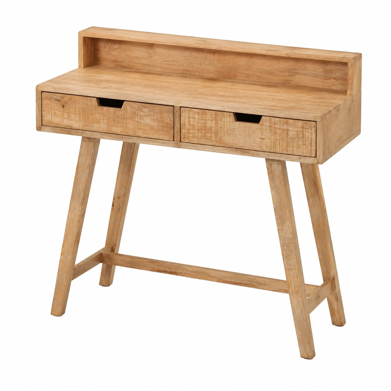 Scrivania in legno di mango massiccio grezzo, 100 ¡Á 45 ¡Á 90 cm, con due cassetti, scrivania da ufficio e scrivania per computer, per casa