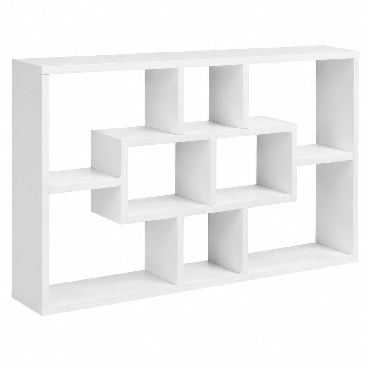 Libreria da Parete Sospesa 8 Vani 85 ¡Á 14.5 ¡Á 47.5cm Bianco, in 3 Diverse Dimensioni, Mensola da Muro, Antiribaltamento, Pannelli di Truciolare