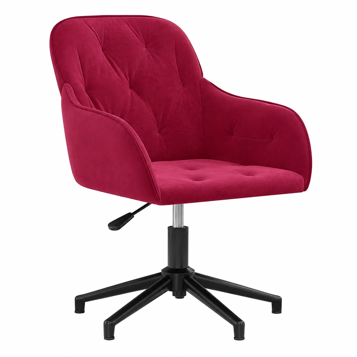 Sedia da ufficio girevole in velluto rosso vino con struttura in metallo, regolabile in altezza, girevole a 360 gradi, ergonomico per postazione