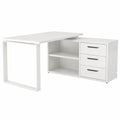 Scrivania della Linea DISEGNO con 3 Cassetti e 2 Vani, Scrivania Angolare con Cassetti e Libreria, (LxAxP) 170 ¡Á 75 ¡Á 140 cm, Colore Bianco Laccato