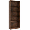 Libreria Scaffale a 6 Ripiani, Libreria Verticale con 2 Kit Antiribaltamento, Mobile Soggiorno in Legno, con Cuscinetti Antiscivolo, per Studio