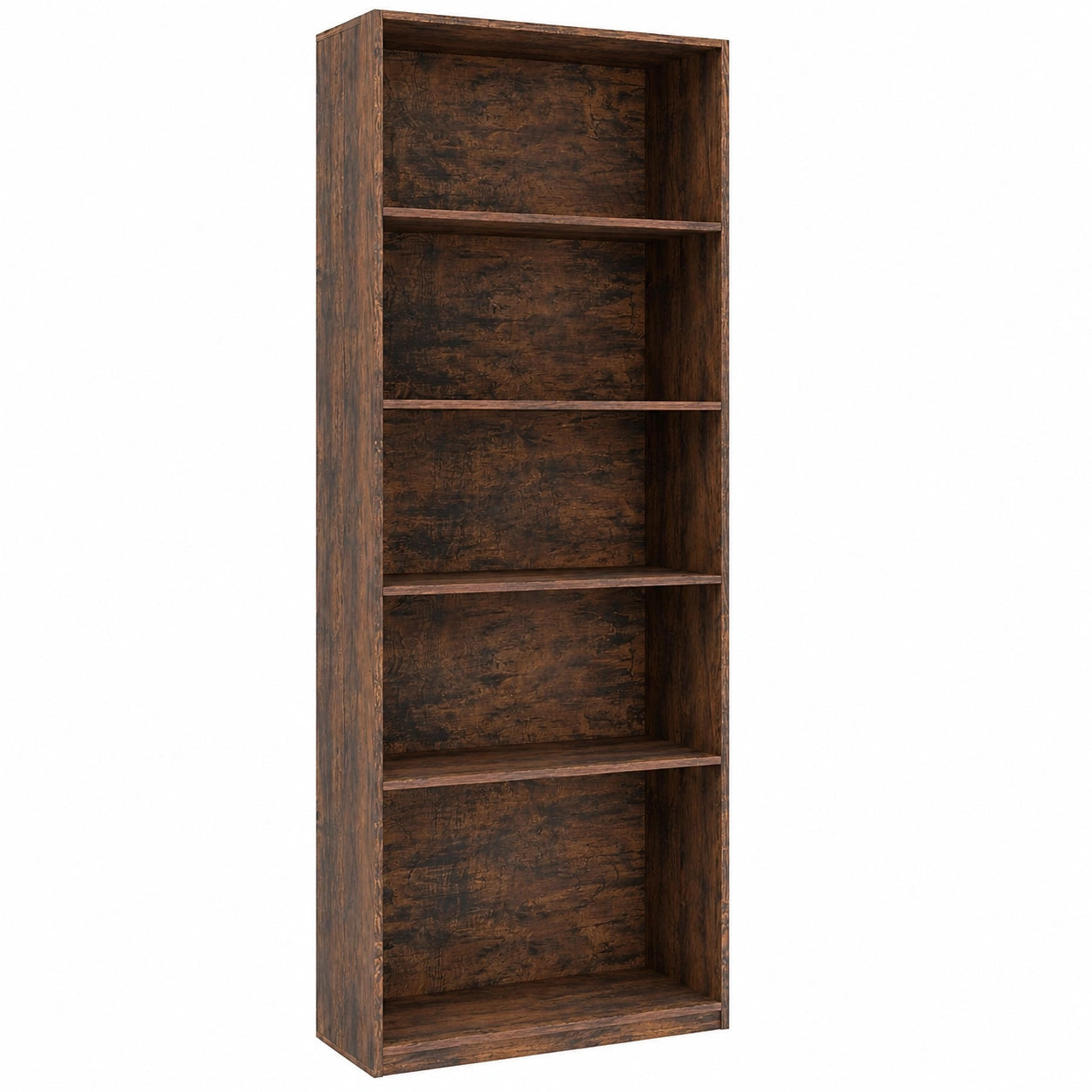 Libreria Scaffale a 6 Ripiani, Libreria Verticale con 2 Kit Antiribaltamento, Mobile Soggiorno in Legno, con Cuscinetti Antiscivolo, per Studio