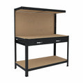Tavolo Da Lavoro A 3 Livelli Con Piano 120 ¡Á 60 cm Portata Fino a 370 Kg Con Cassetto e Parete Pannello Forato Porta Attrezzi Utensili Ideale Garage