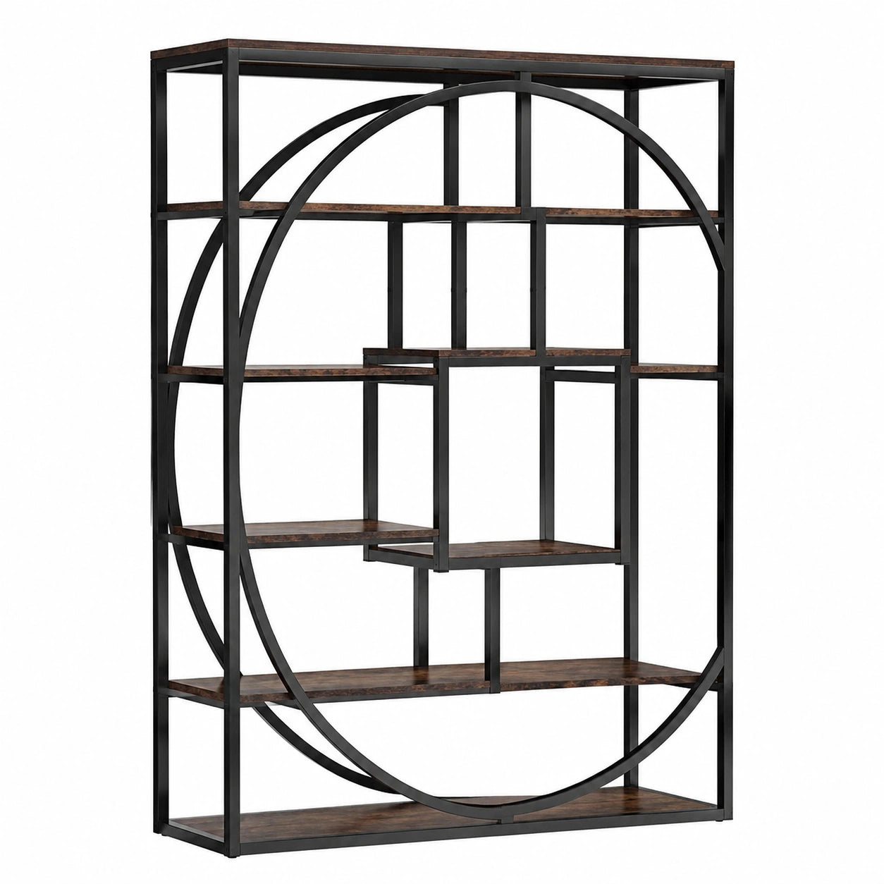 Libreria industriale, altezza 180 cm, scaffale vintage marrone a 5 ripiani con 8 scomparti aperti, robusta unit¨¤ per soggiorno, ufficio (confezione