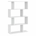 Scaffale in Legno a 5 Ripiani, Libreria Scaffale a Forma di S con Dispositivo Antiribaltamento, Divisorio per Soggiorno Ufficio Camera da Letto, 70 ¡Á