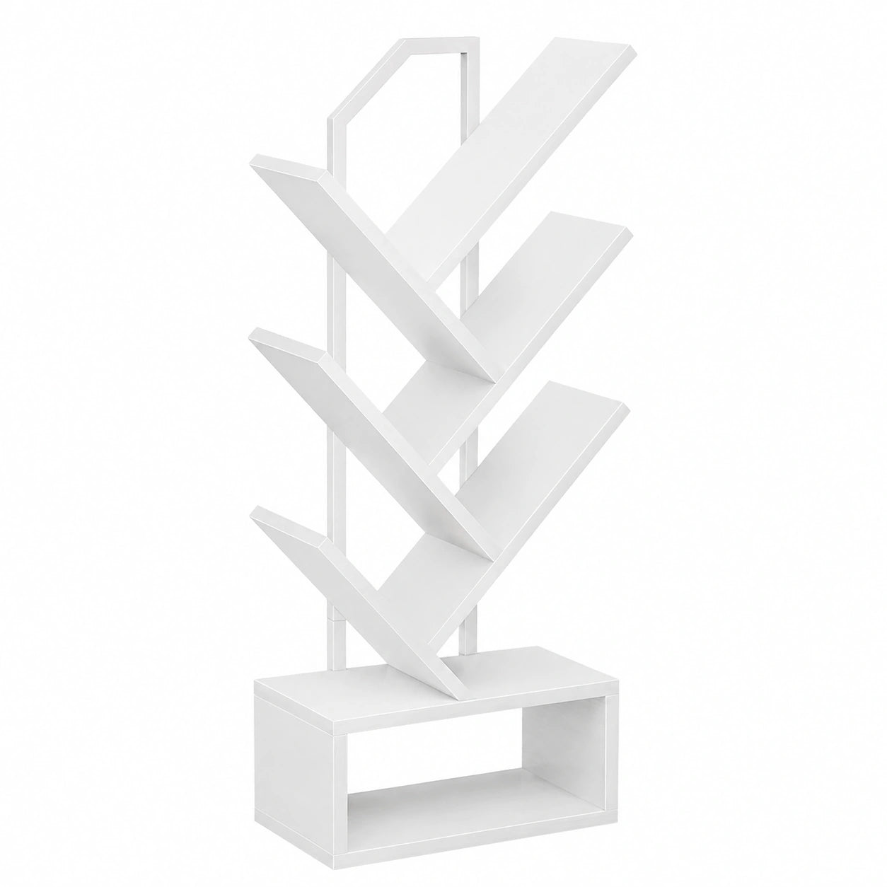 Libreria ad Albero, Scaffale a 6 Ripiani 110cm Bianco, Montaggio Facile Compatto Scaffale Unico Bello Decorativo Anti-Ribaltamento 40-60 Libri
