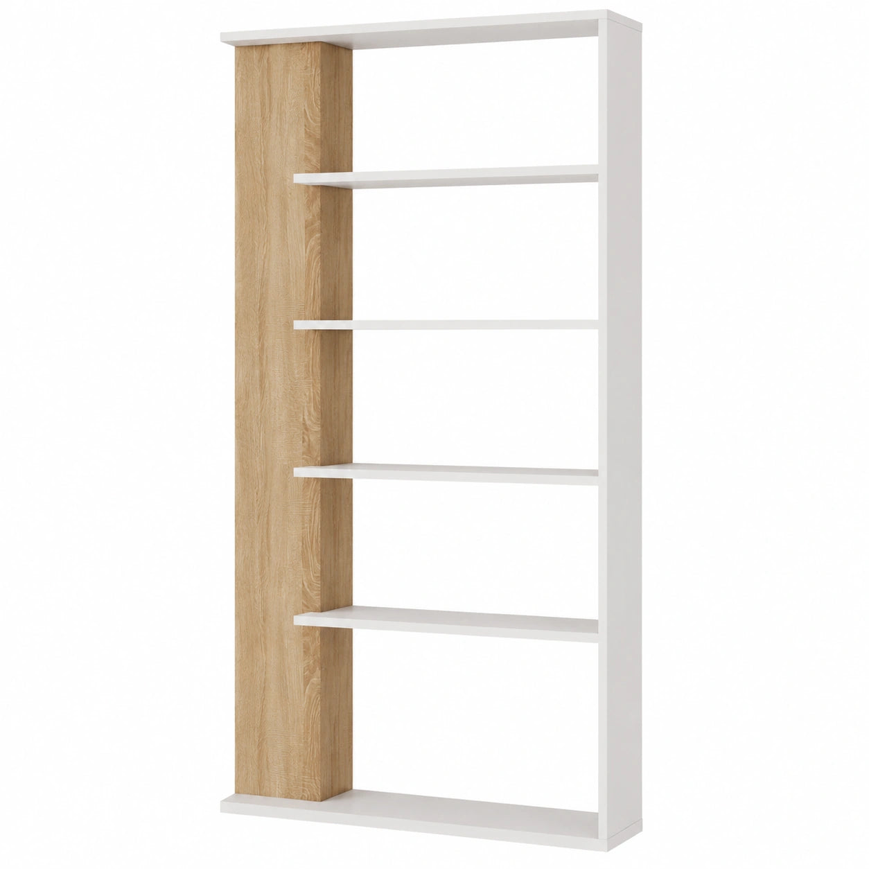 Libreria Alida cm 90 ¡Á 25 ¡Á 180 h Parete Attrezzata Scaffale, Melammina, Bianco, 4 Ripiani