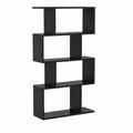 Scaffale in Legno a 5 Ripiani, Libreria Scaffale a Forma di S con Dispositivo Antiribaltamento, Divisorio per Soggiorno Ufficio Camera da Letto, 70 ¡Á