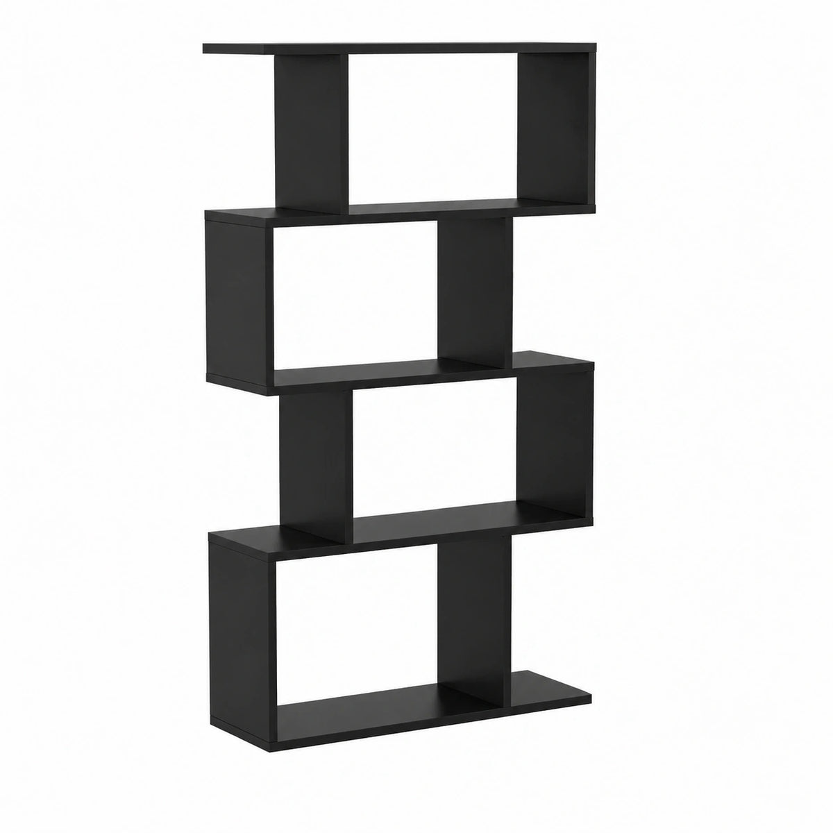 Scaffale in Legno a 5 Ripiani, Libreria Scaffale a Forma di S con Dispositivo Antiribaltamento, Divisorio per Soggiorno Ufficio Camera da Letto, 70 ¡Á