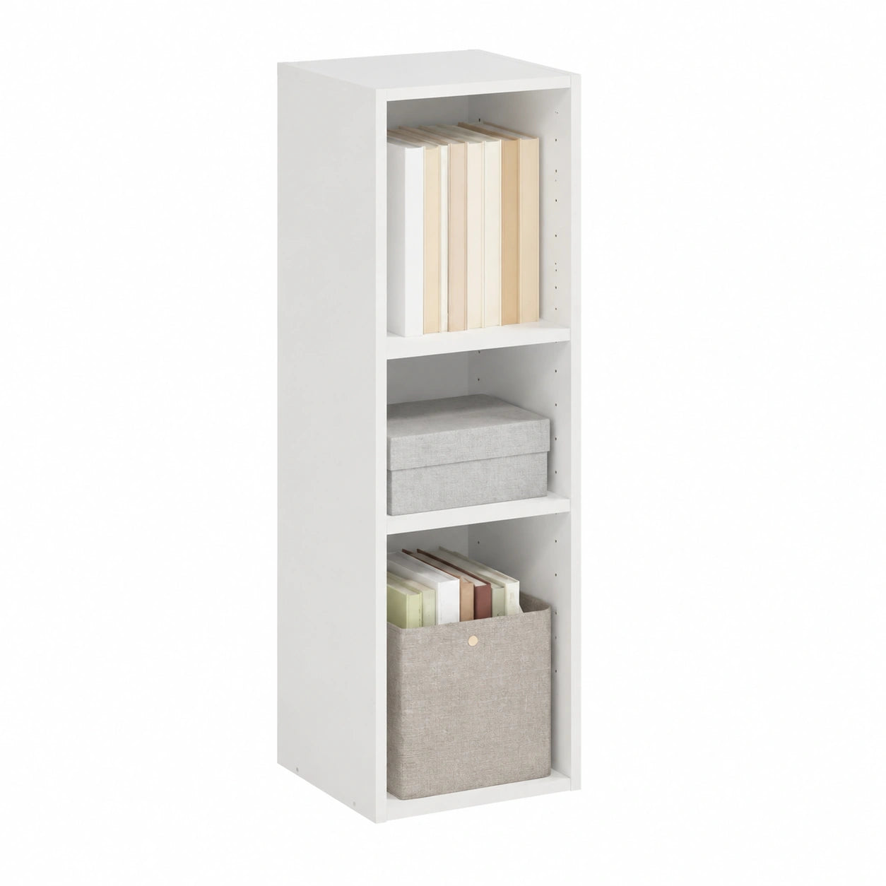 Libreria salvaspazio a 3 ripiani, larghezza 25 cm, bianco