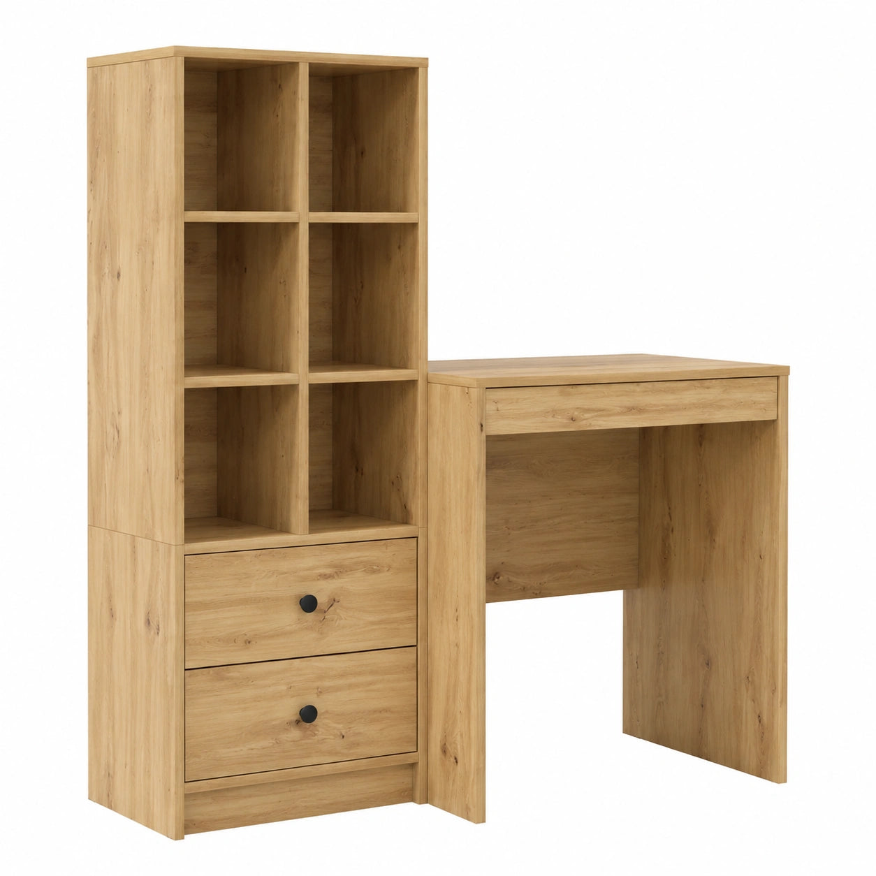 Scrivania con cassetti e ripiano in legno di rovere Artisan, 105,5 ¡Á 50 ¡Á 127 cm, per ufficio, computer, postazione di lavoro