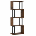 Libreria a 5 Livelli in Legno, Scaffale Espositore Geometrico con Struttura in Metallo, Mobile Portaoggetti Salvaspazio per Camera da Letto Soggiorno