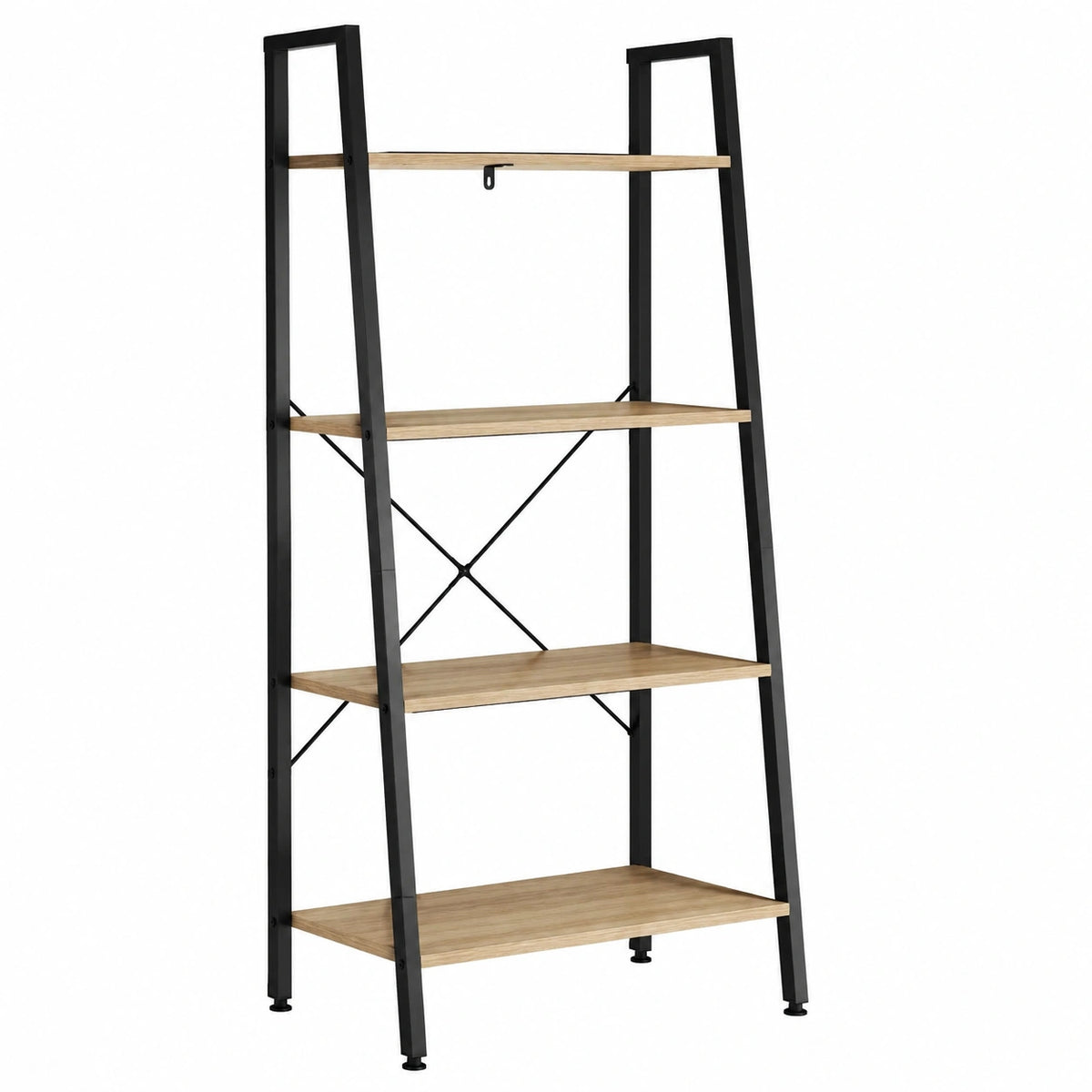 Scaffale a Scala in Legno Libreria a 4 Ripiani, per Soggiorno Fioriera Balcone, 60 ¡Á 35 ¡Á 148 cm Rovere Chiaro+Nero